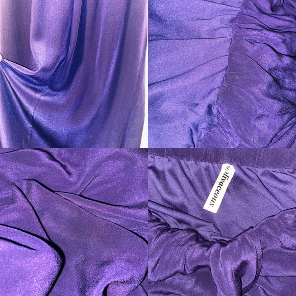 Olivaceous 100% silk layered plum maxi skirt - Picture 13 of 16